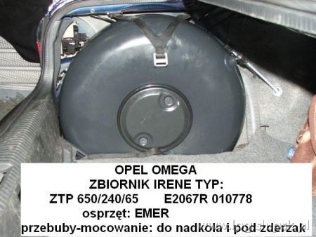 <strong>Instalacja LPG</strong> Opel  Omega B sedan zbiornik w koło pionowy